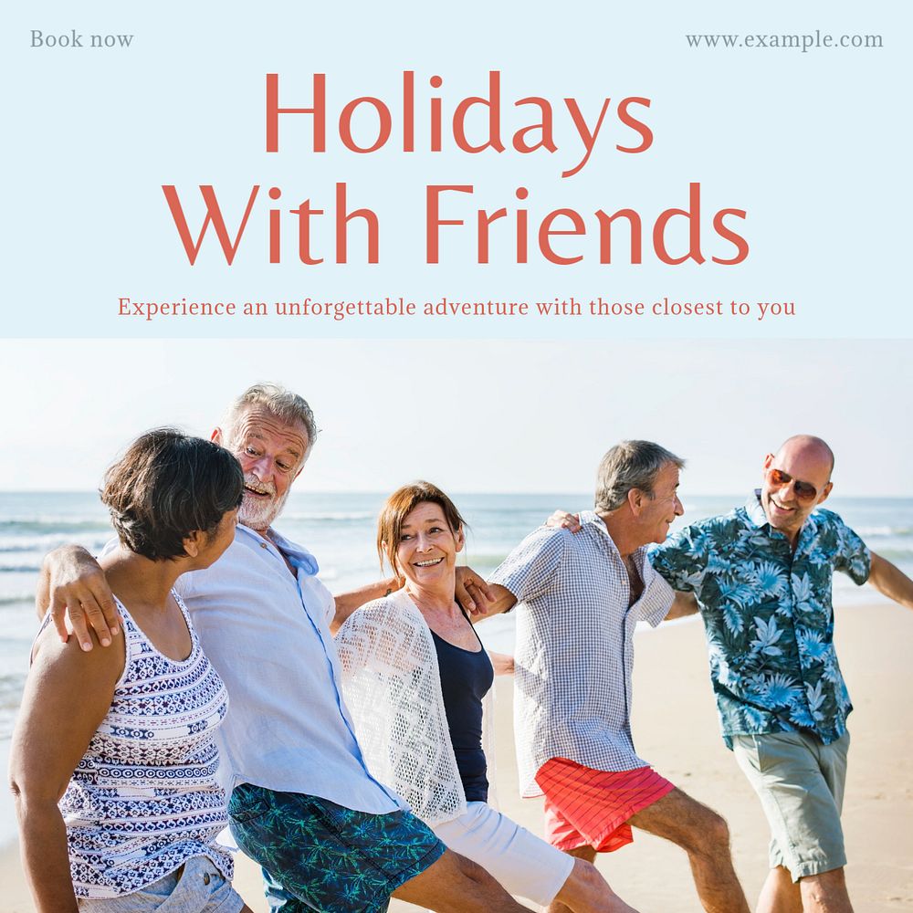 Holidays with friends Instagram post template, editable text