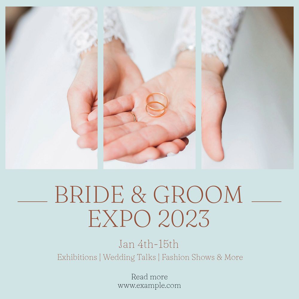 Bride & groom expo Instagram post template, editable text