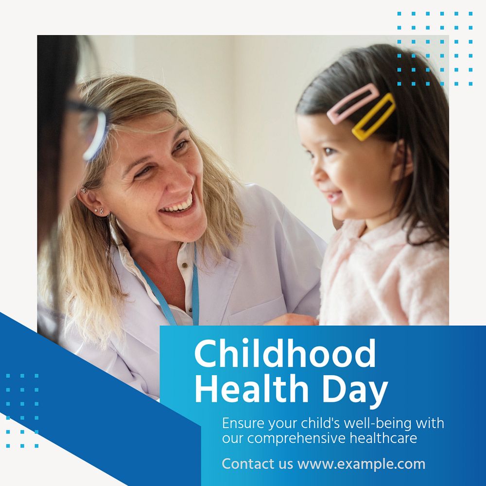 Childhood health day Instagram post template, editable text