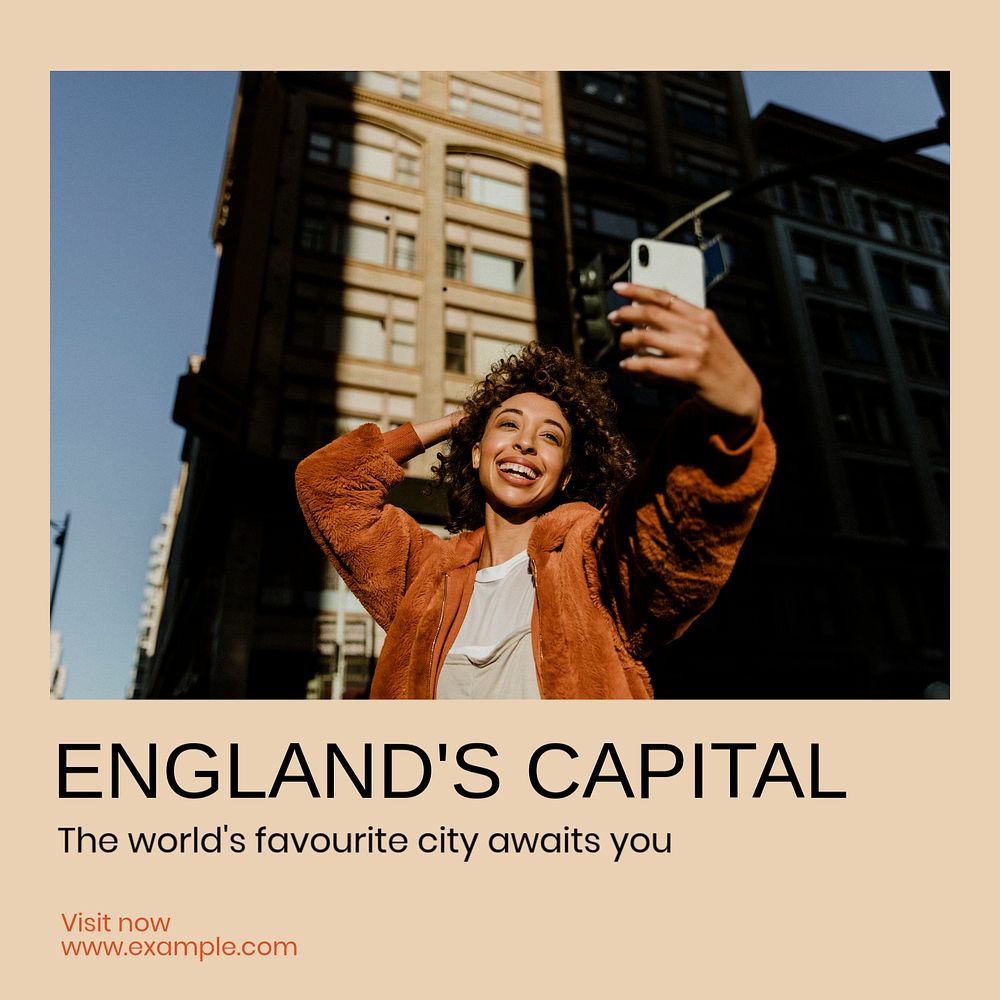 Visit London Instagram post template, editable text