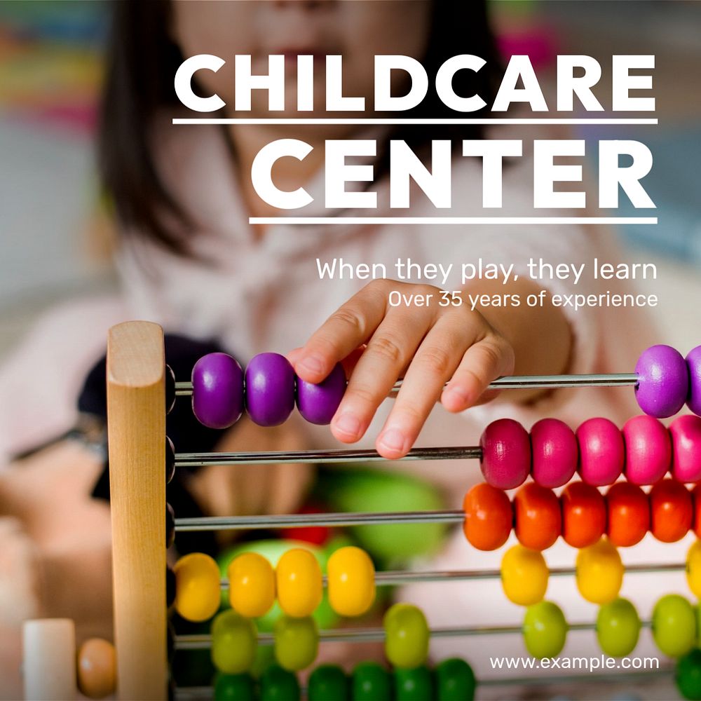 Childcare center Instagram post template, editable text