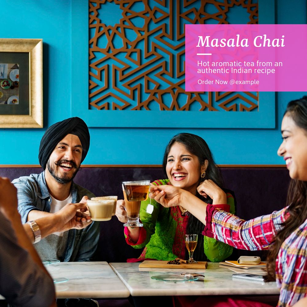 Masala chai Instagram post template, editable text