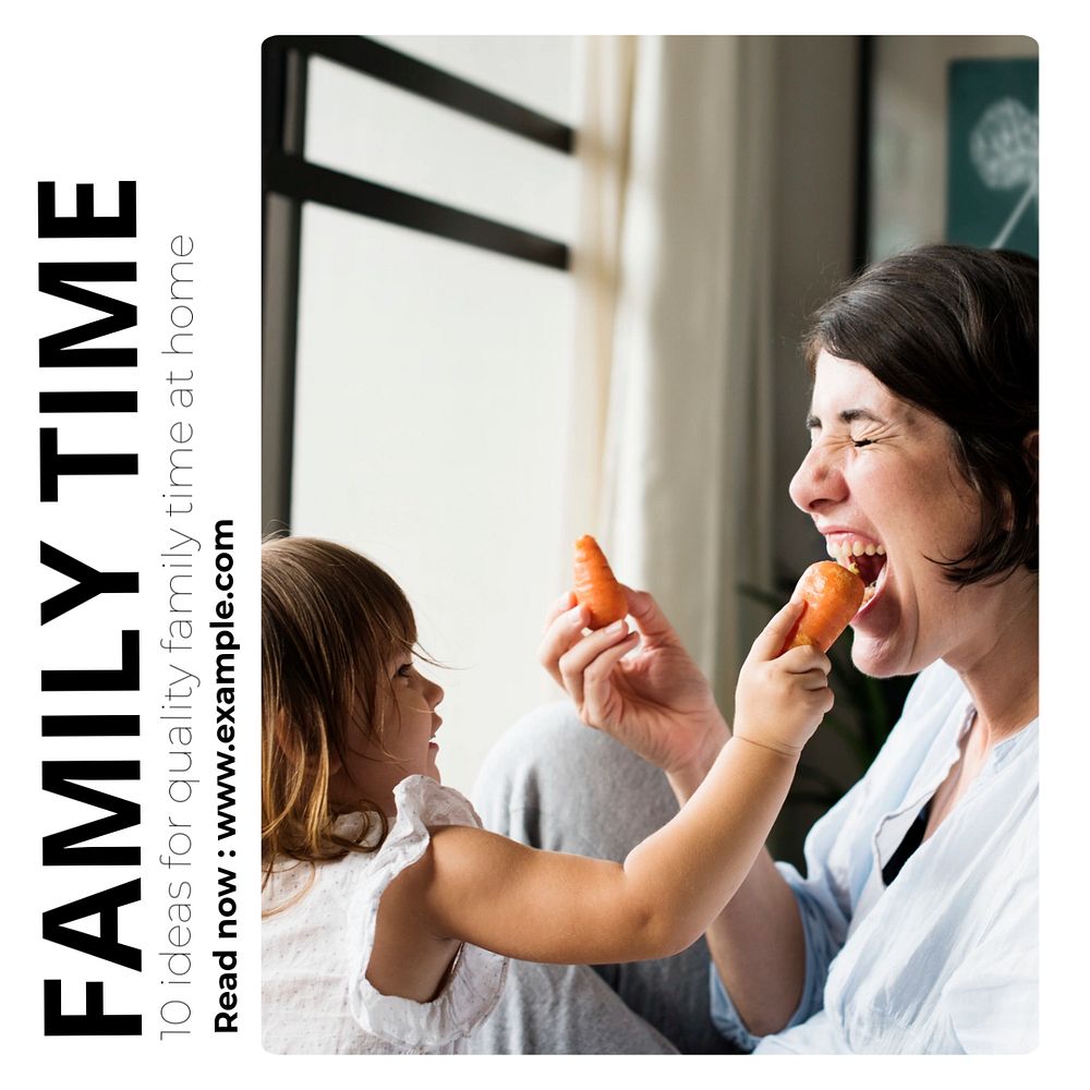 Family time Instagram post template, editable text