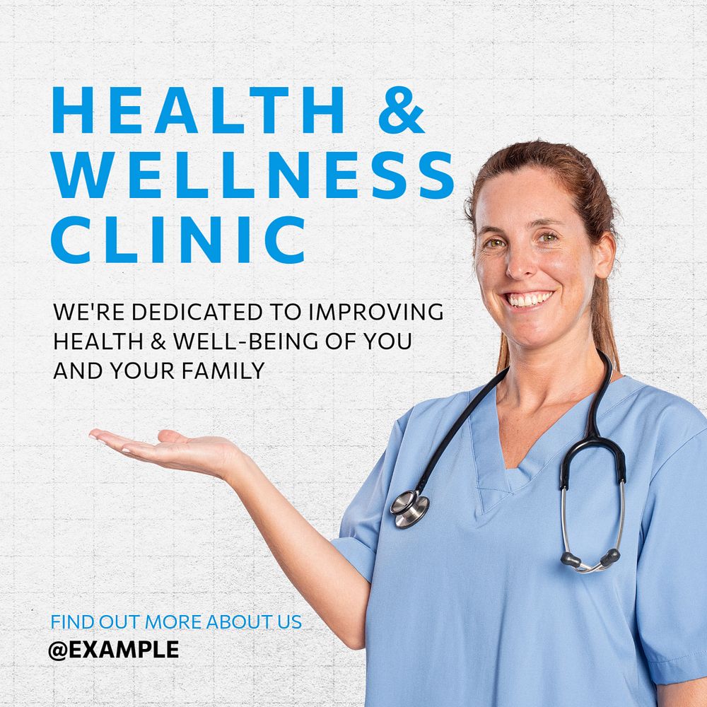 Health & wellness clinic Instagram post template, editable design