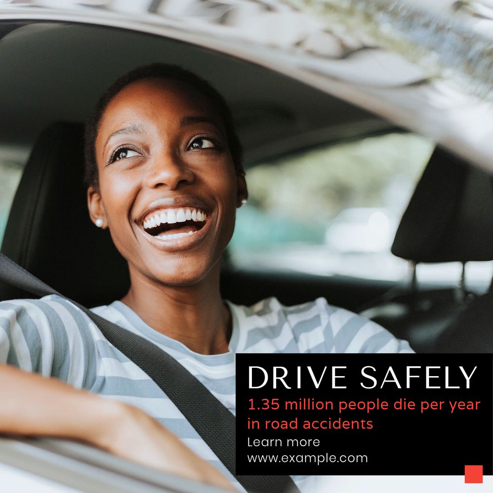 Drive safely Instagram post template, editable text