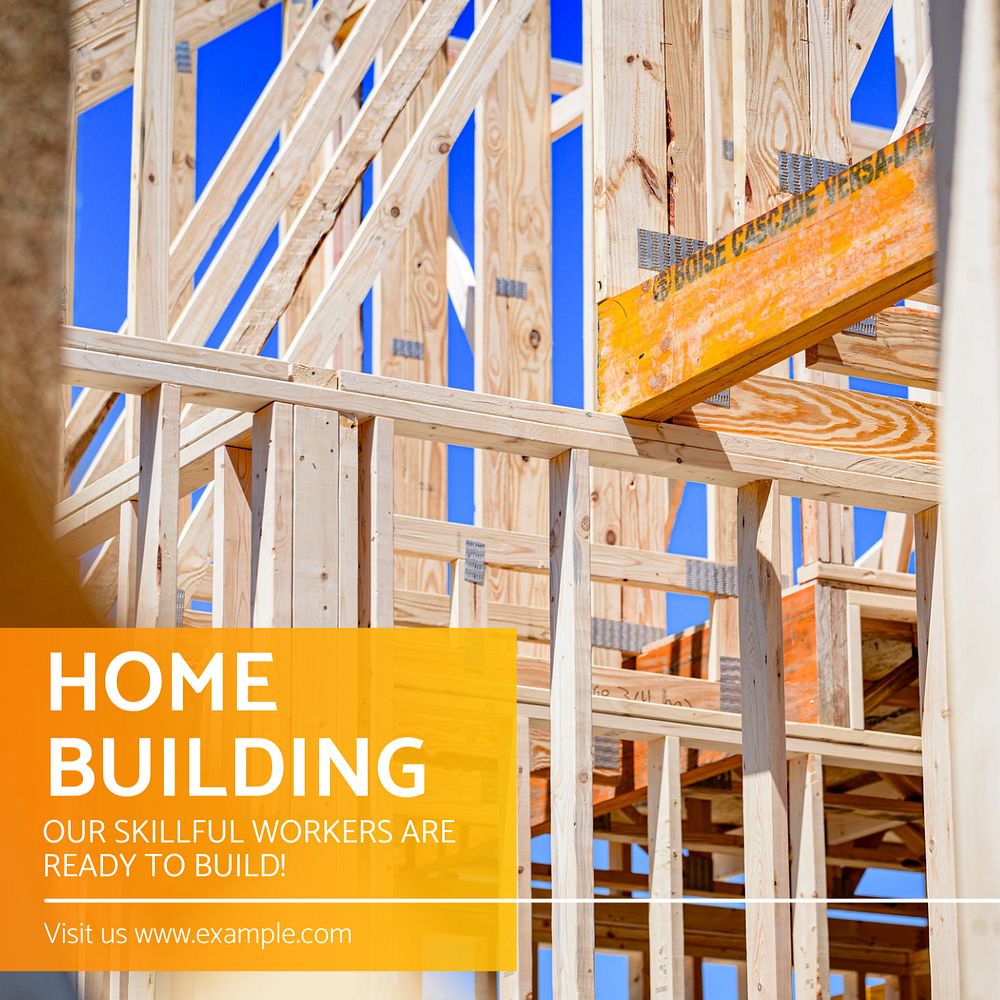 Home building Instagram post template, editable text