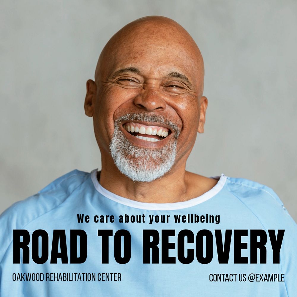 Road to recovery Instagram post template, editable text