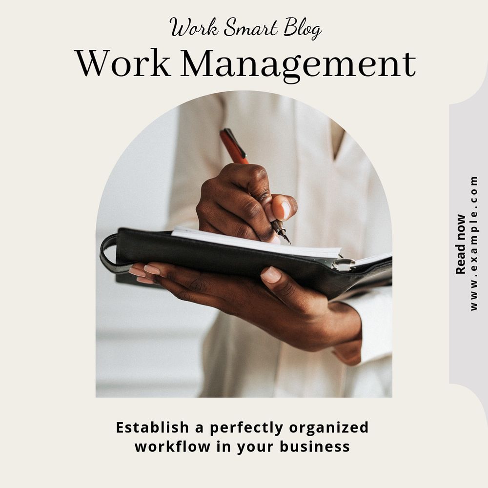 Work management Instagram post template, editable text