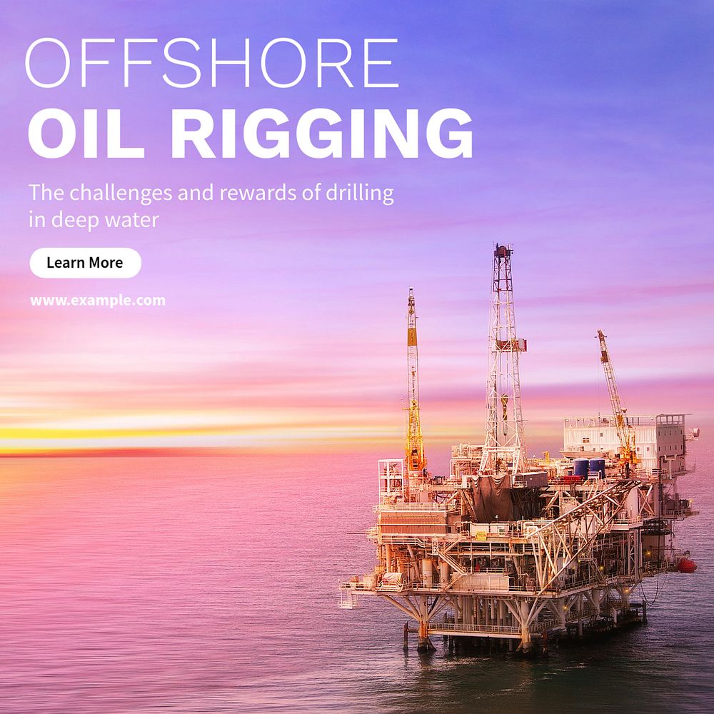 Offshore oil rigging Instagram post template, editable text