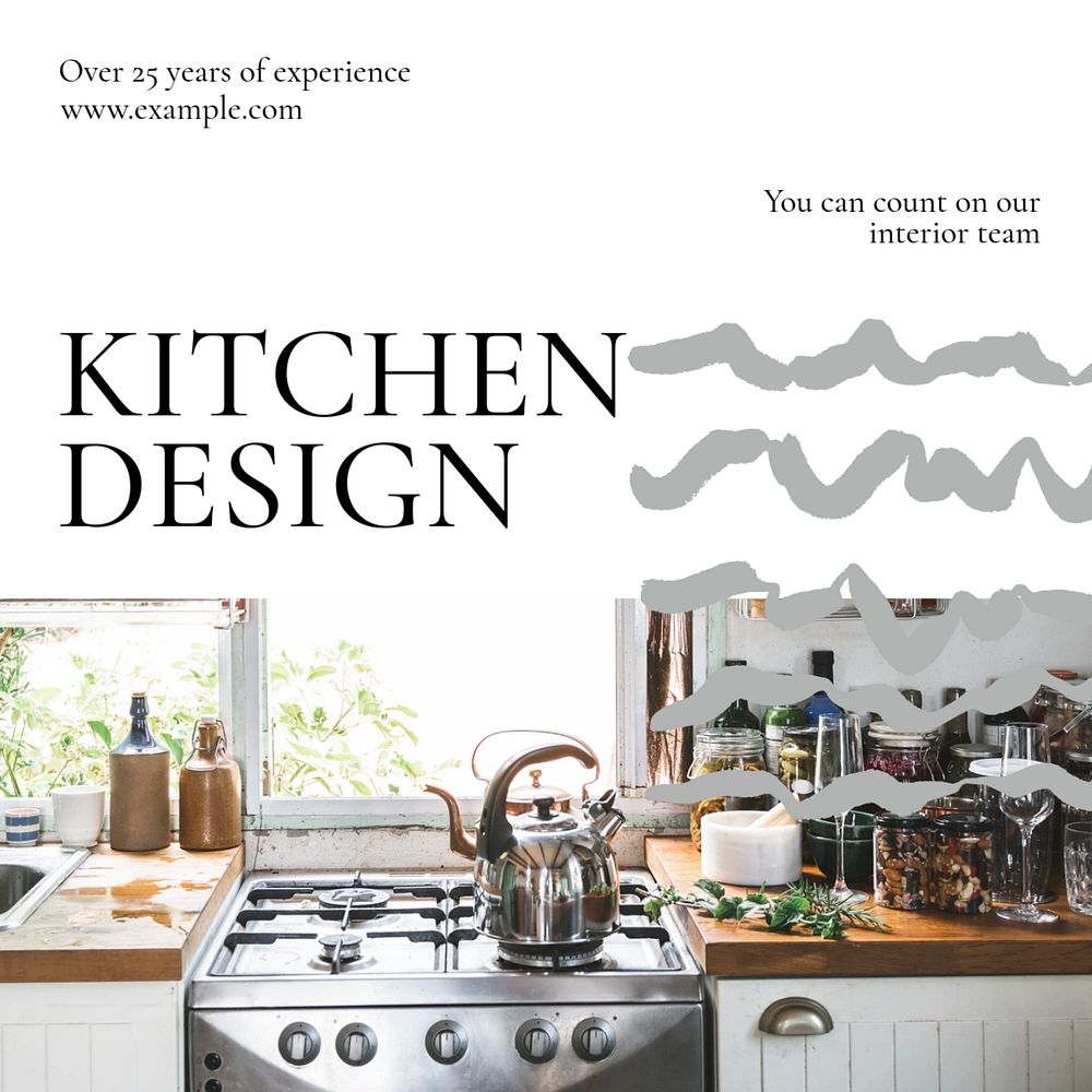 Kitchen design Instagram post template, editable text