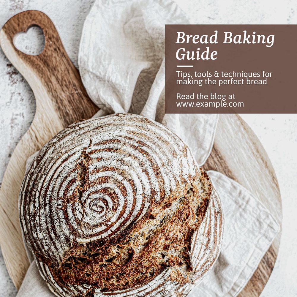 Bread baking guide Instagram post template, editable text