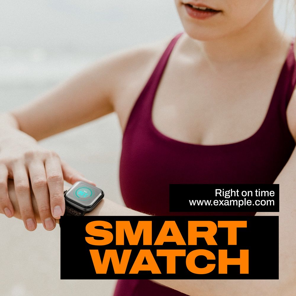 Smart watch Instagram post template, editable text