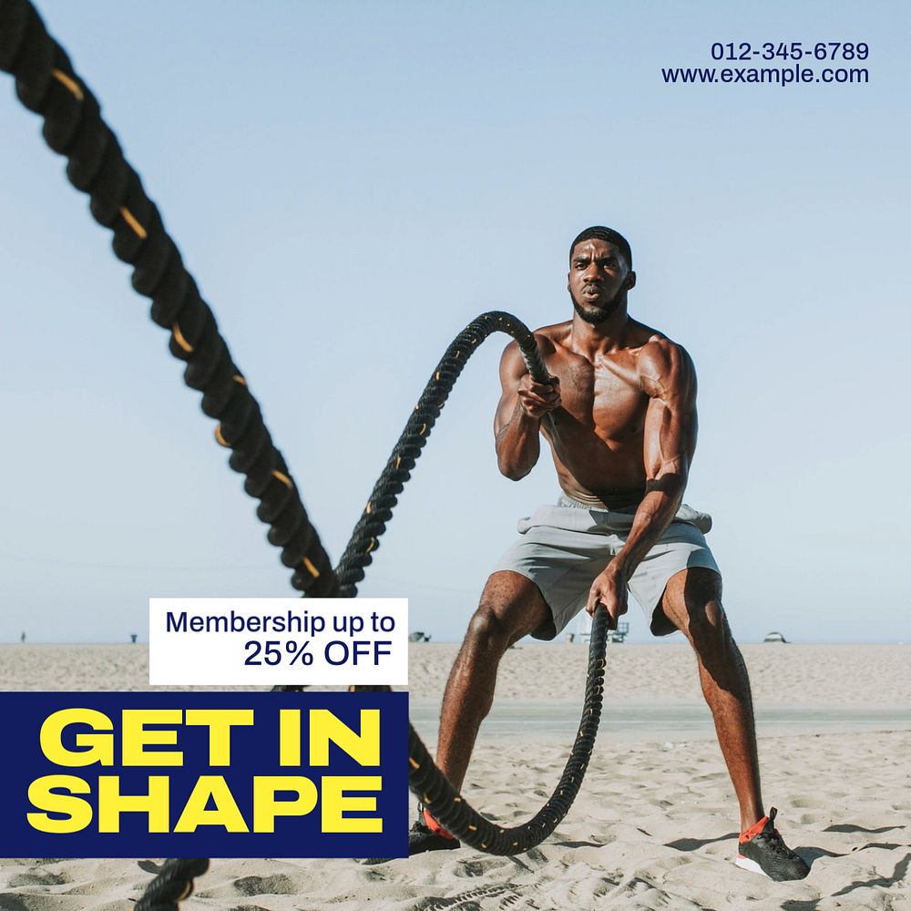 Get in shape Instagram post template, editable text