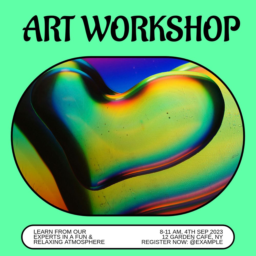 Art workshop Instagram post template, editable text