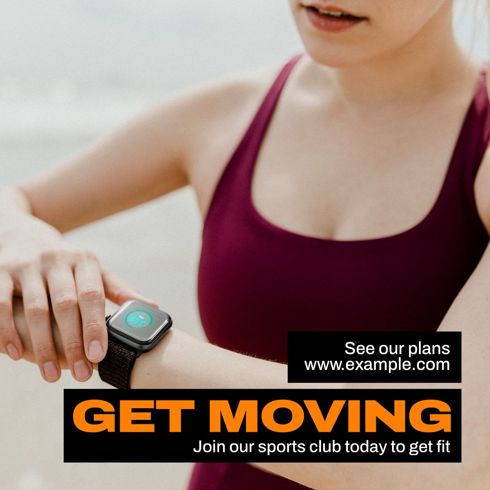 Sports & exercise Instagram post template, editable text