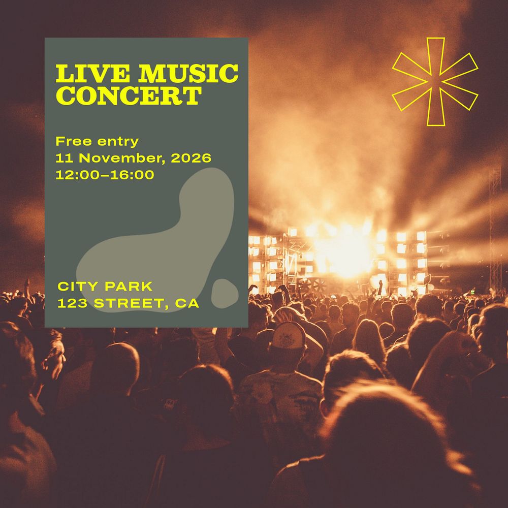 Live music concert Instagram post template, editable text