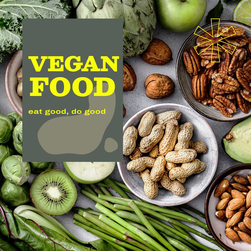 Vegan food Instagram post template, editable text