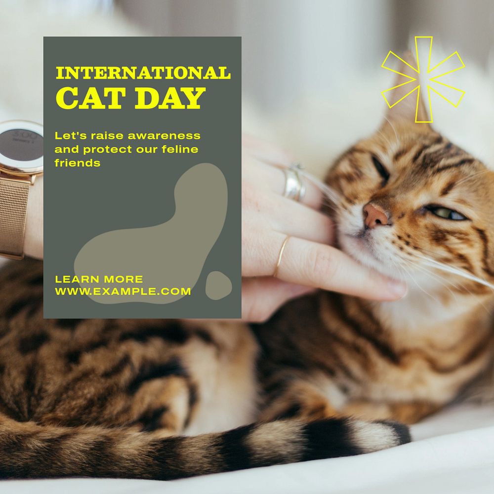 International cat day Instagram post template, editable text