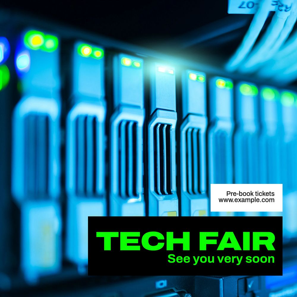 Tech fair Instagram post template, editable text