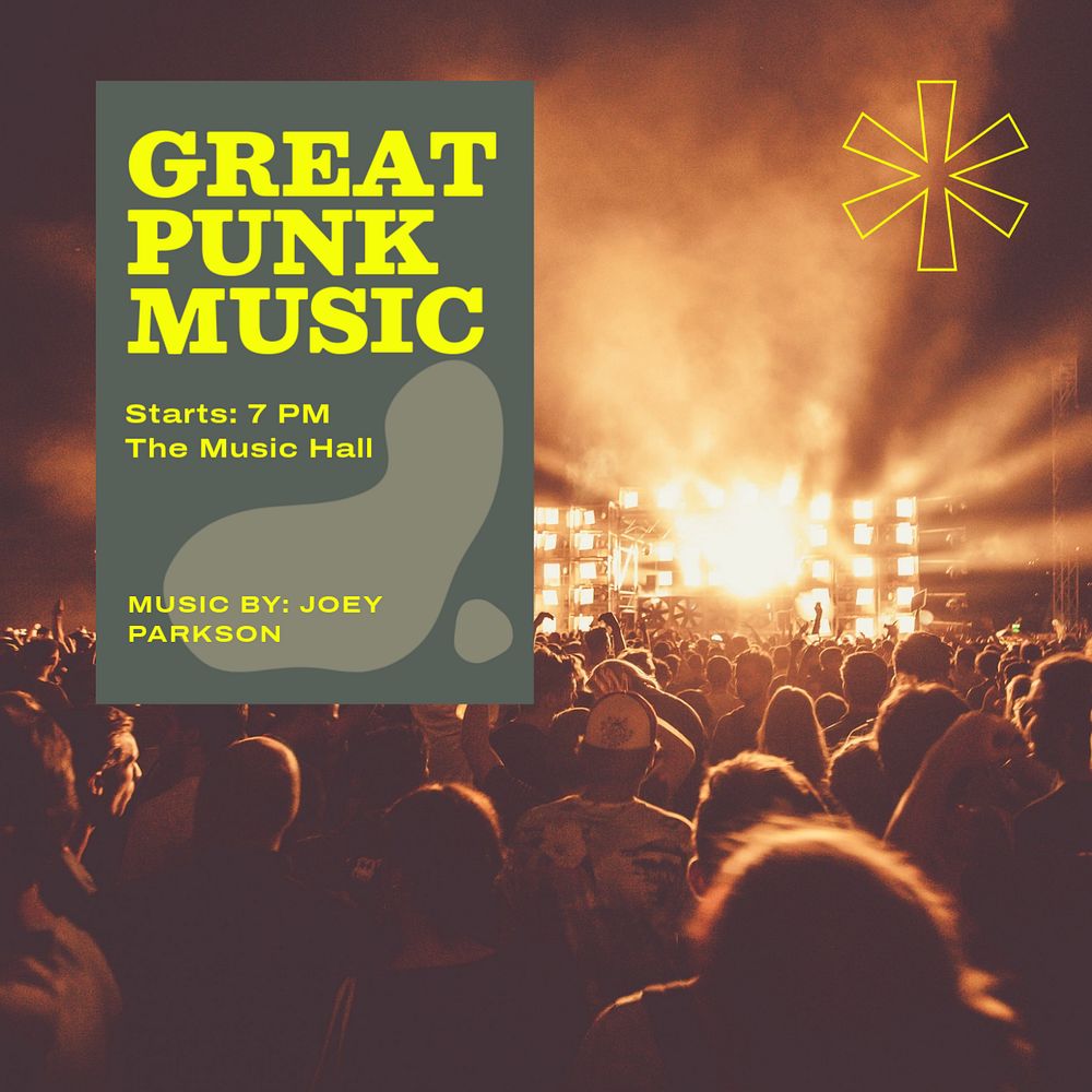 Great punk music Instagram post template, editable text