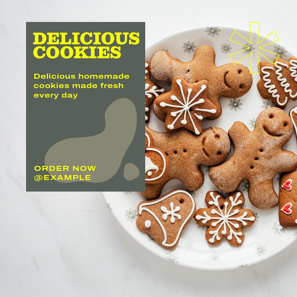 Delicious cookies Instagram post template, editable text