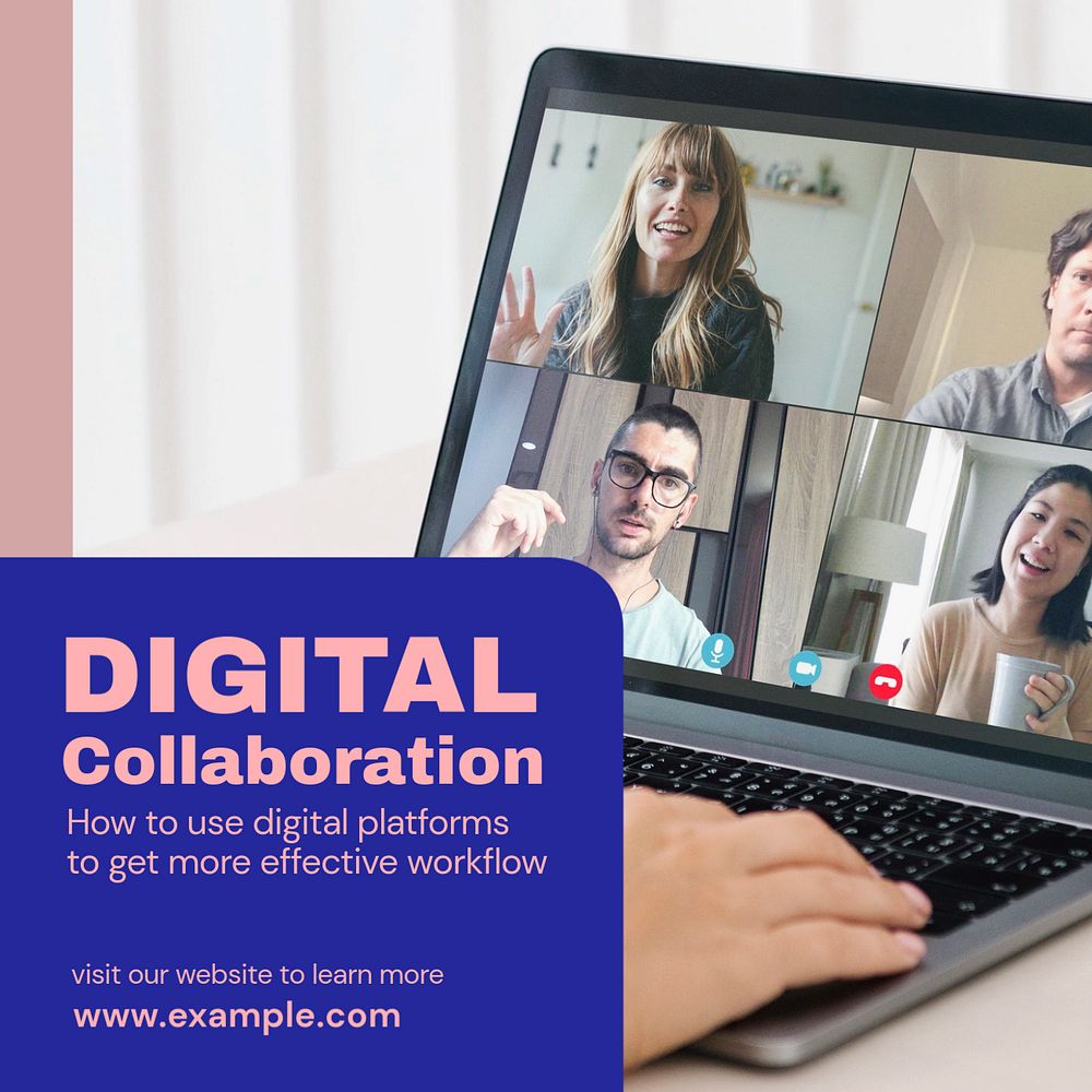 Digital collaboration  Instagram post template, editable text