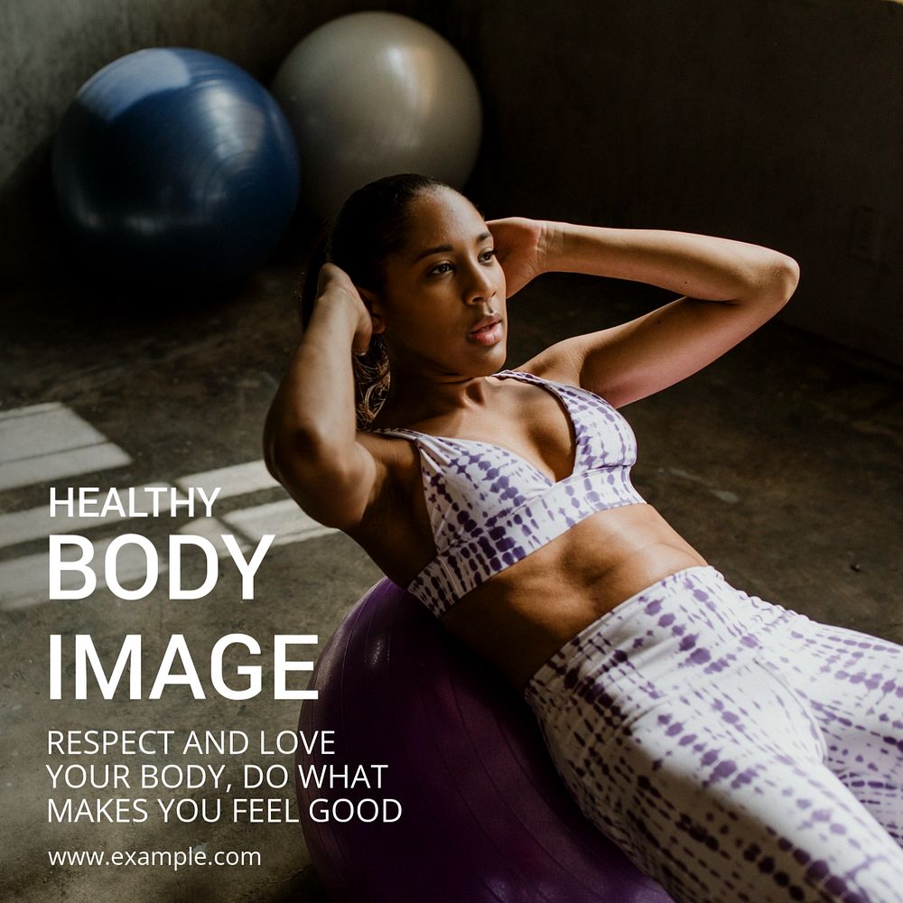 Body image Instagram post template, editable text