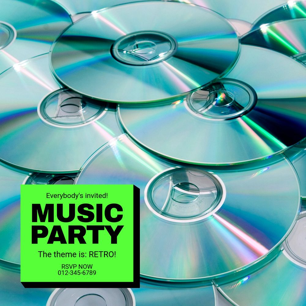 Music party Instagram post template, editable text