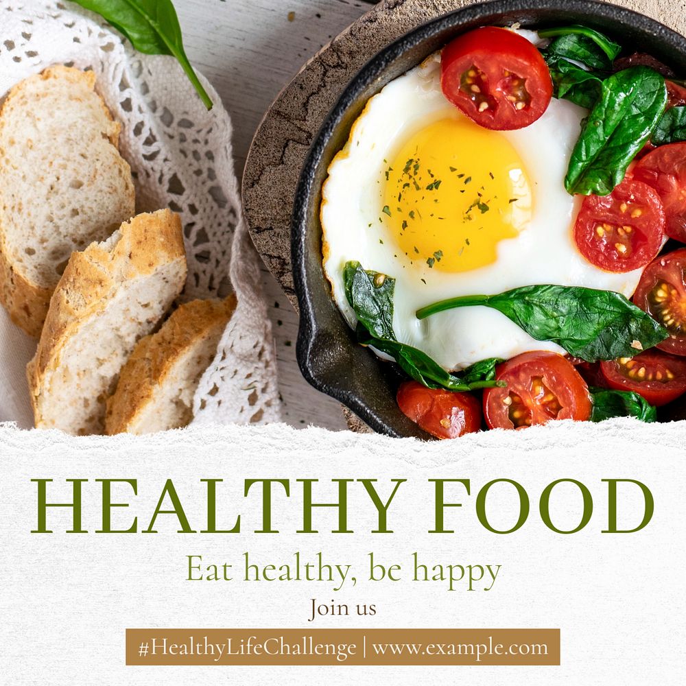 Healthy food Instagram post template, editable text