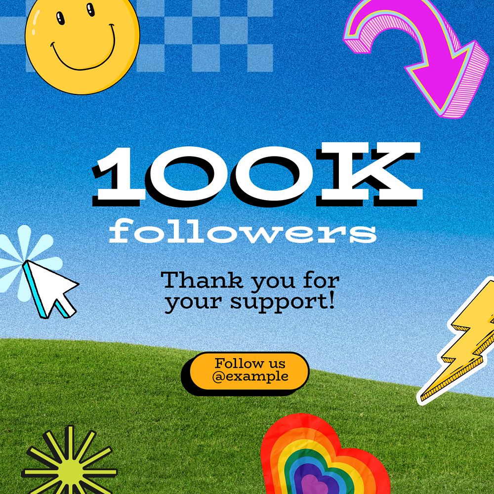 100k followers Instagram post template, editable text