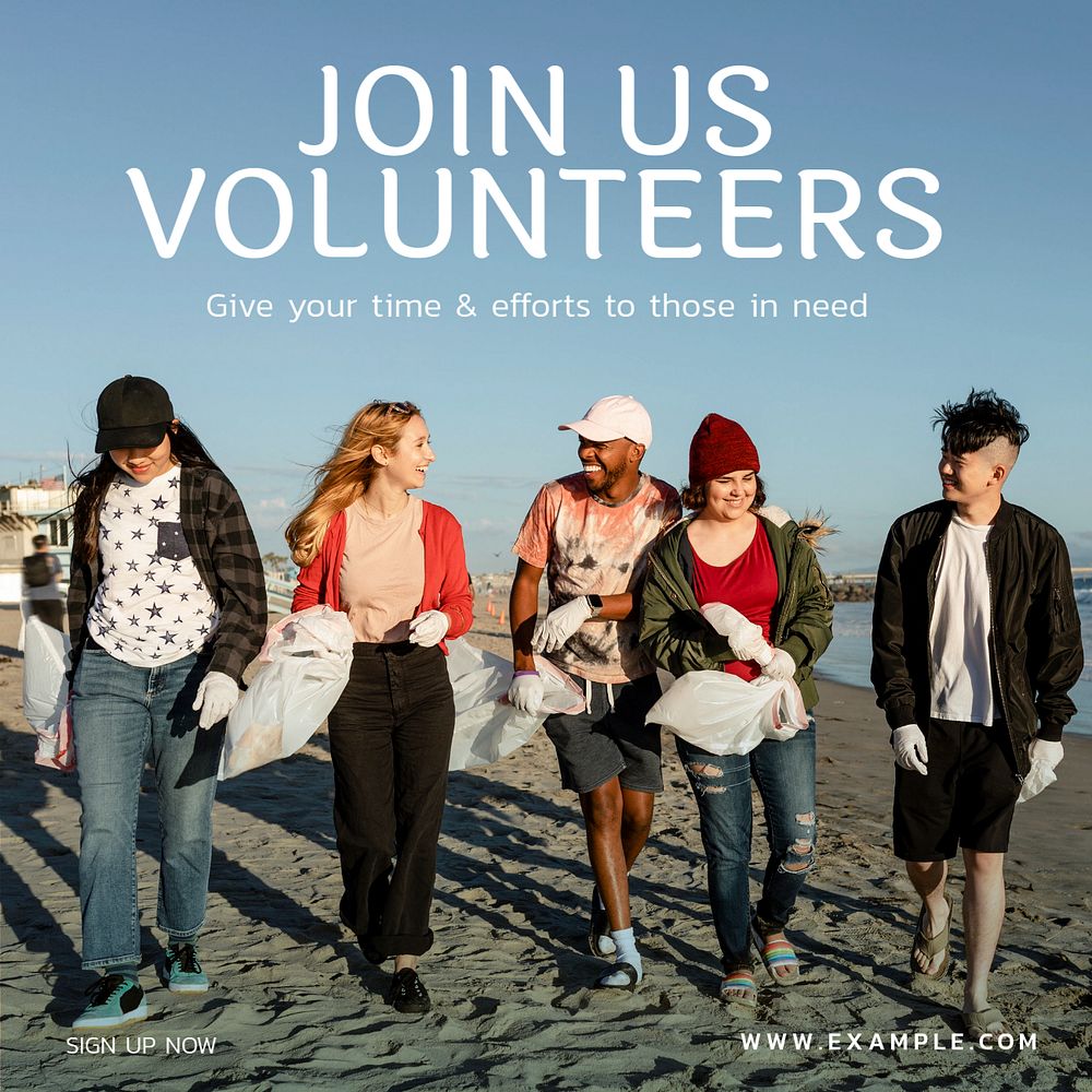 Join us volunteers Instagram post template, editable text