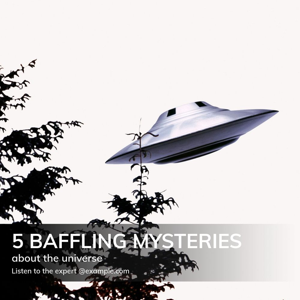 Baffling universe mysteries Instagram post template, editable text