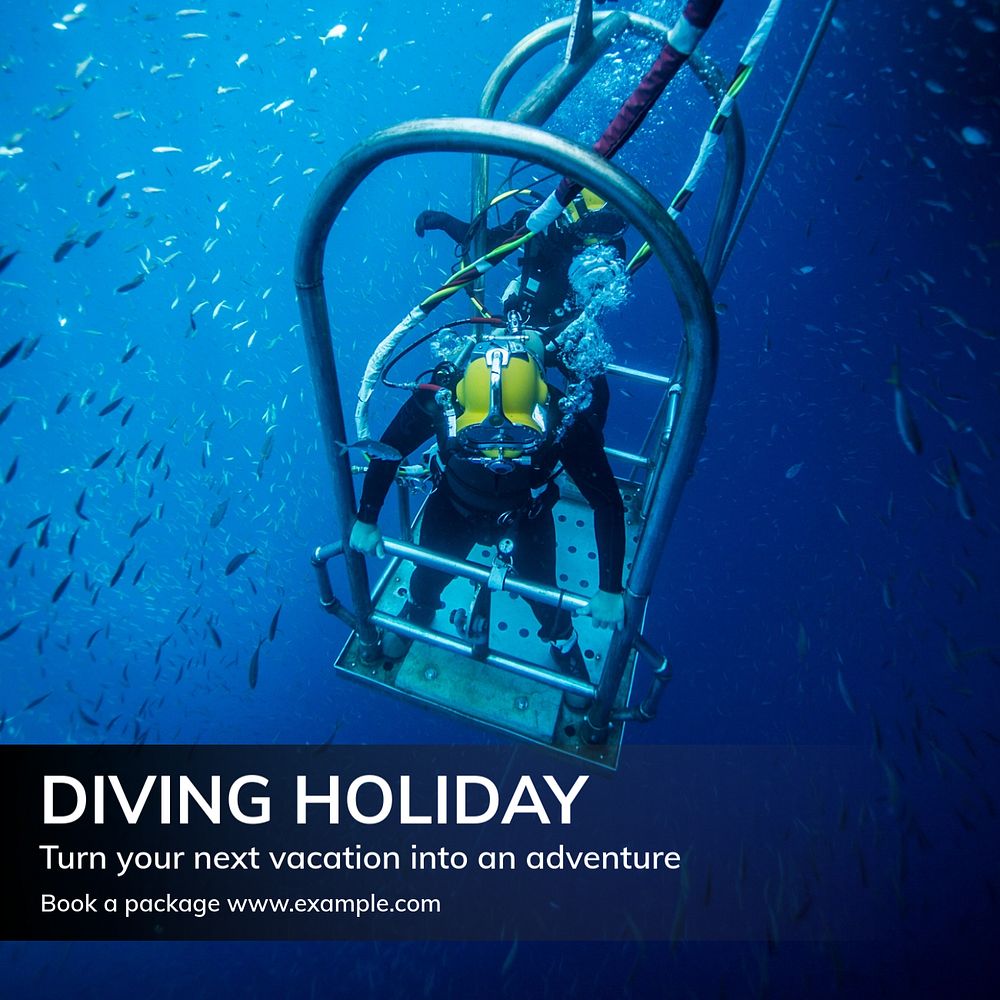 Diving holiday Instagram post template, editable text