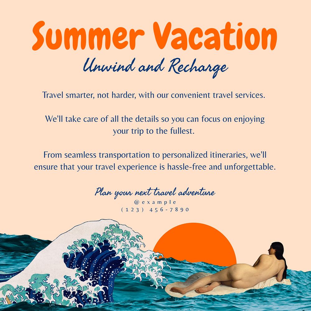 Vacation Instagram post template, editable text