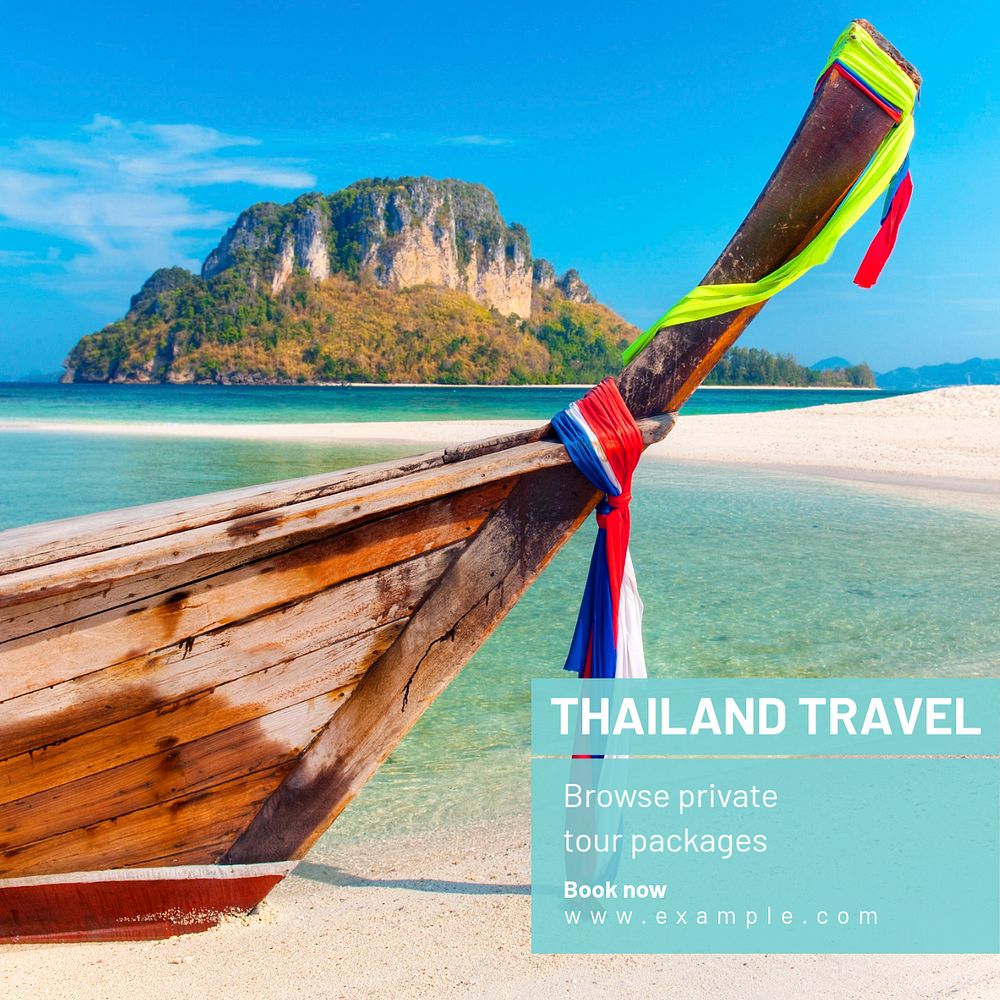 Thailand travel Instagram post template, editable text