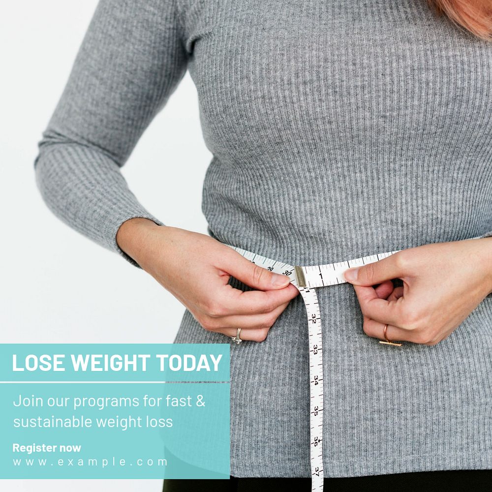 Weight loss Instagram post template, editable text