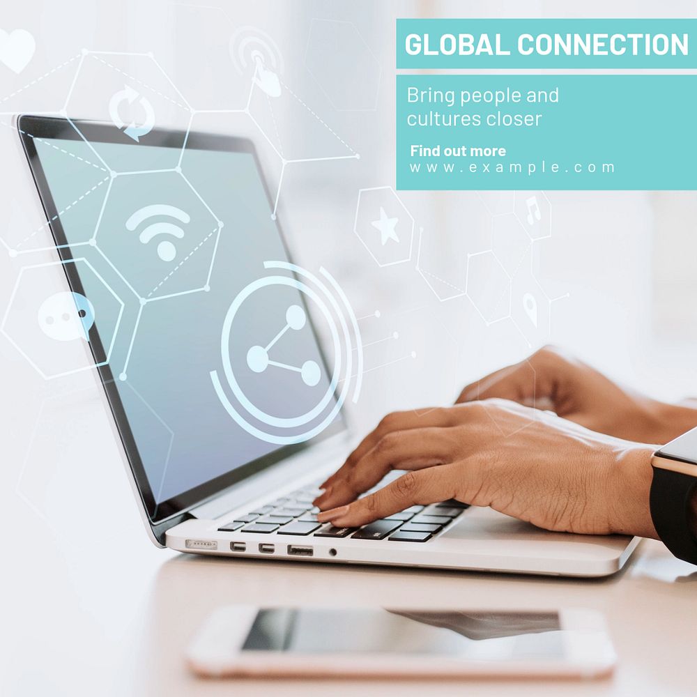 Global connection Instagram post template, editable text