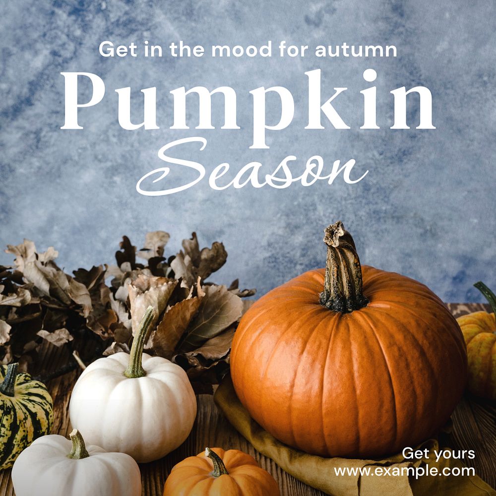 Pumpkin season Instagram post template, editable text