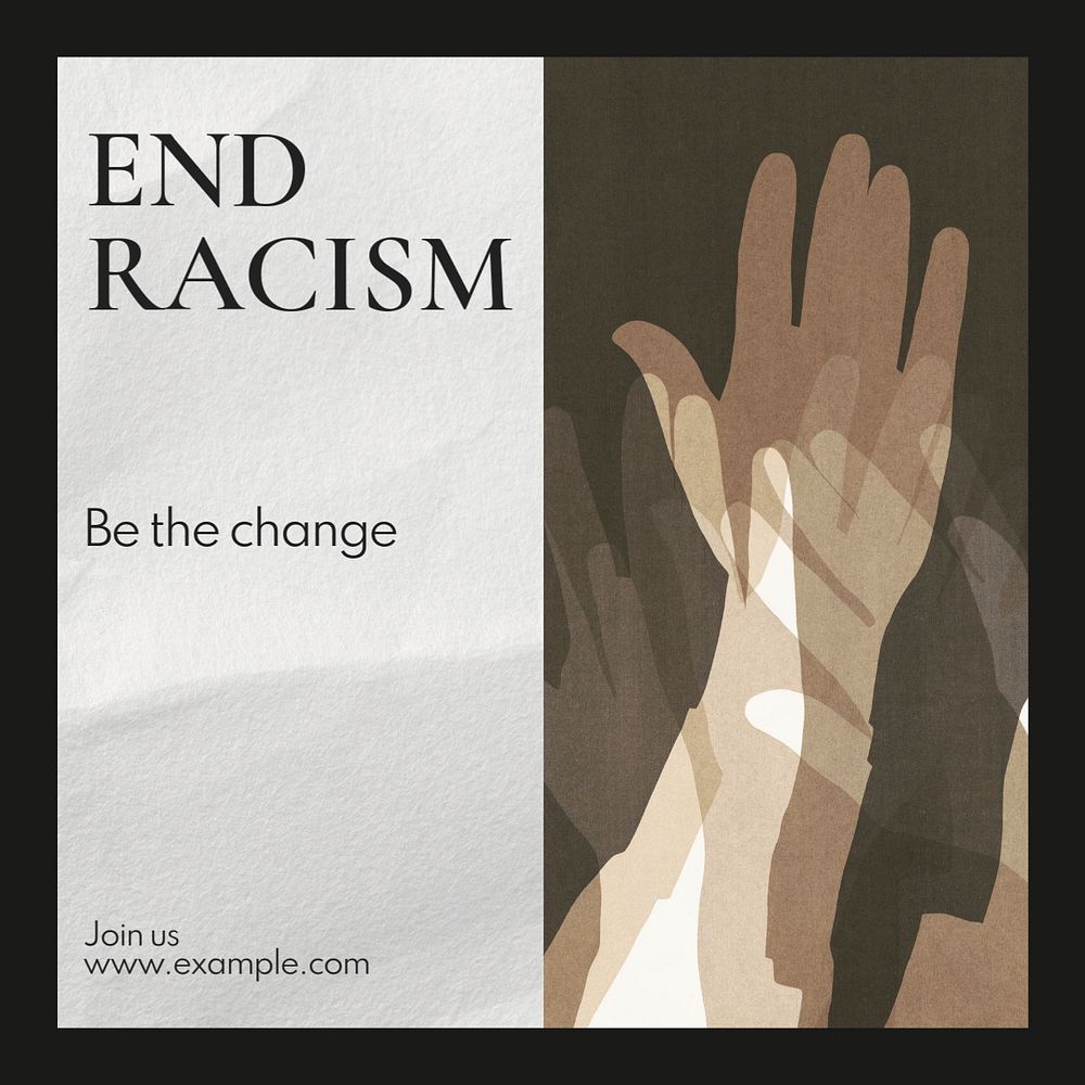 End racism Instagram post template, editable text