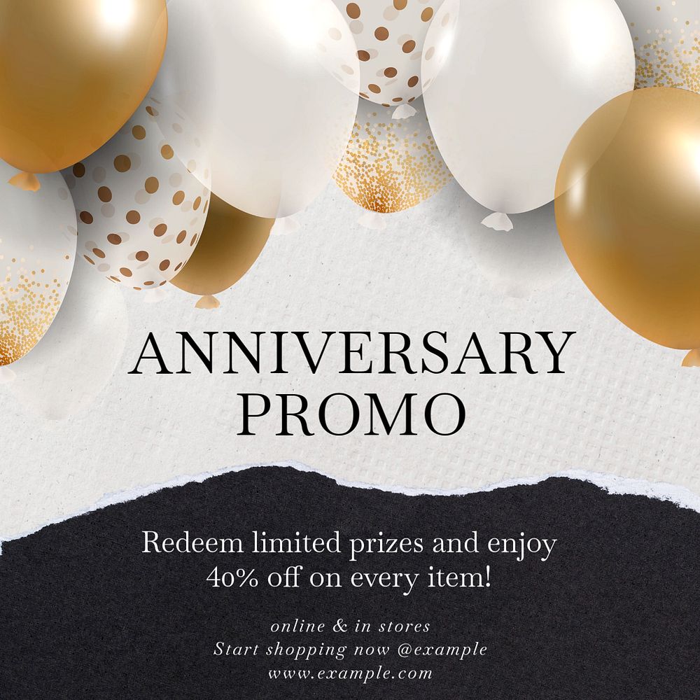 Anniversary promotion Instagram post template, editable text