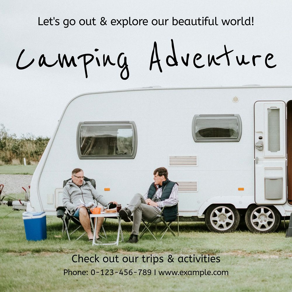 Camping adventure  Instagram post template, editable text