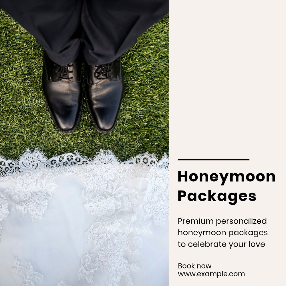 Honeymoon packages Instagram post template, editable text