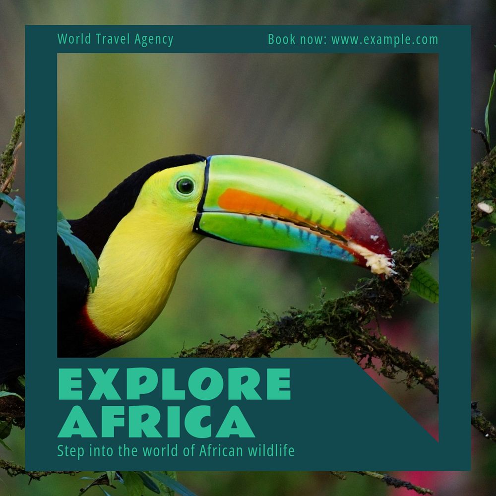 Explore Africa Instagram post template, editable text