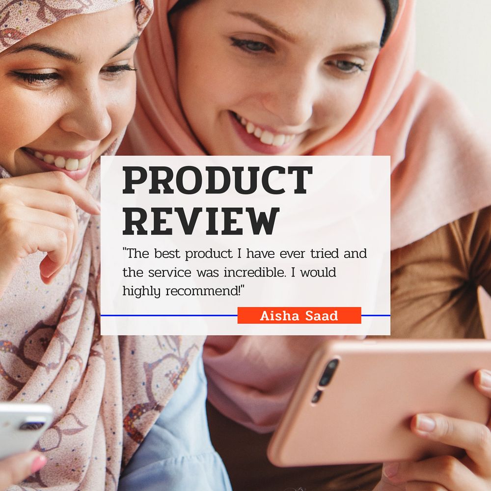 Product review Instagram post template, editable text