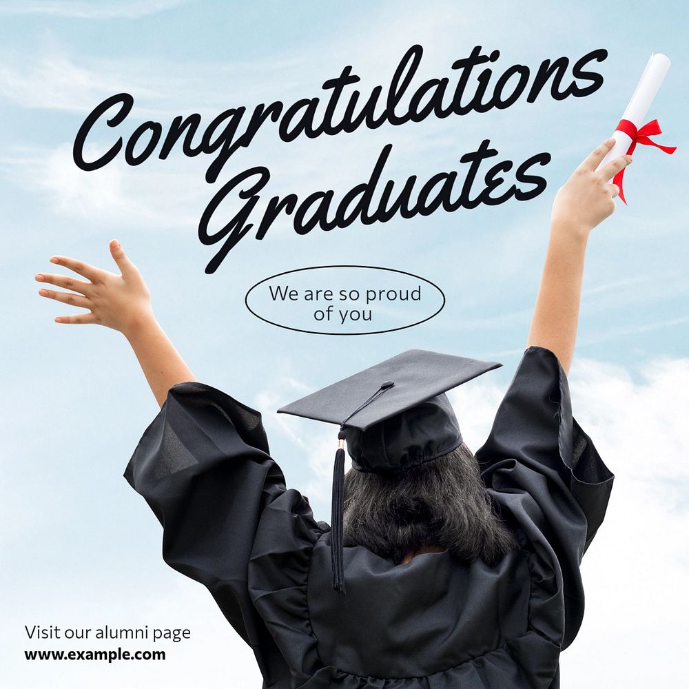 Congratulations graduates Instagram post template, editable text