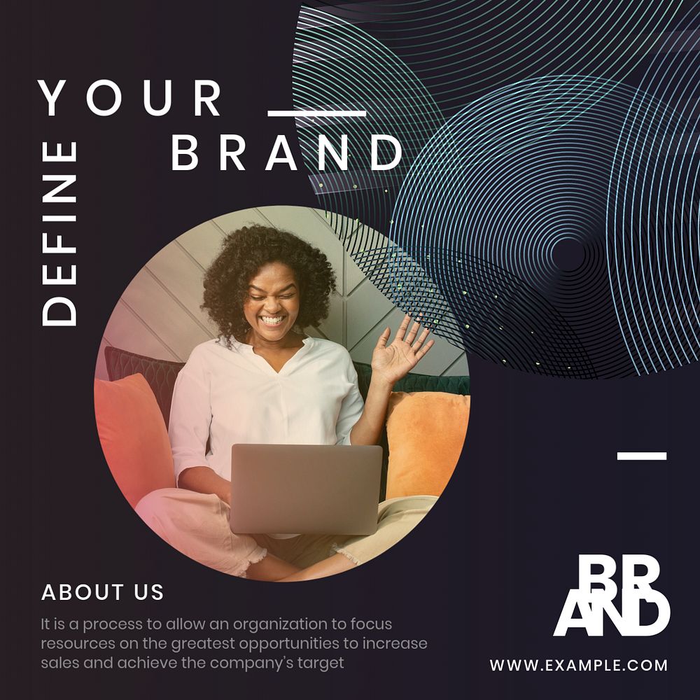 Define your brand Instagram post template, editable text