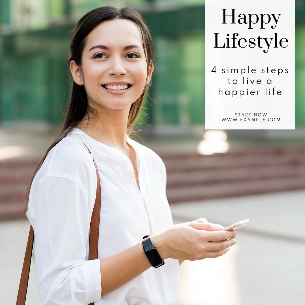 Happy lifestyle Instagram post template, editable text