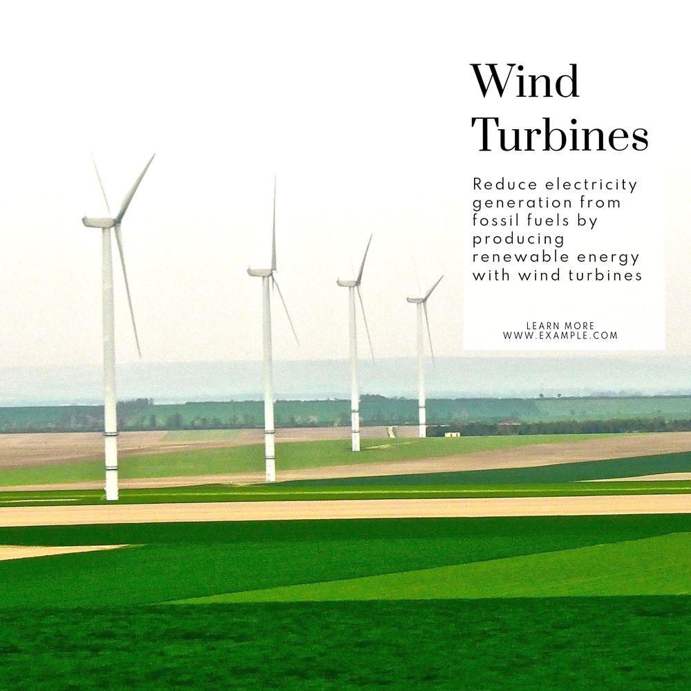 Wind turbines Instagram post template, editable text