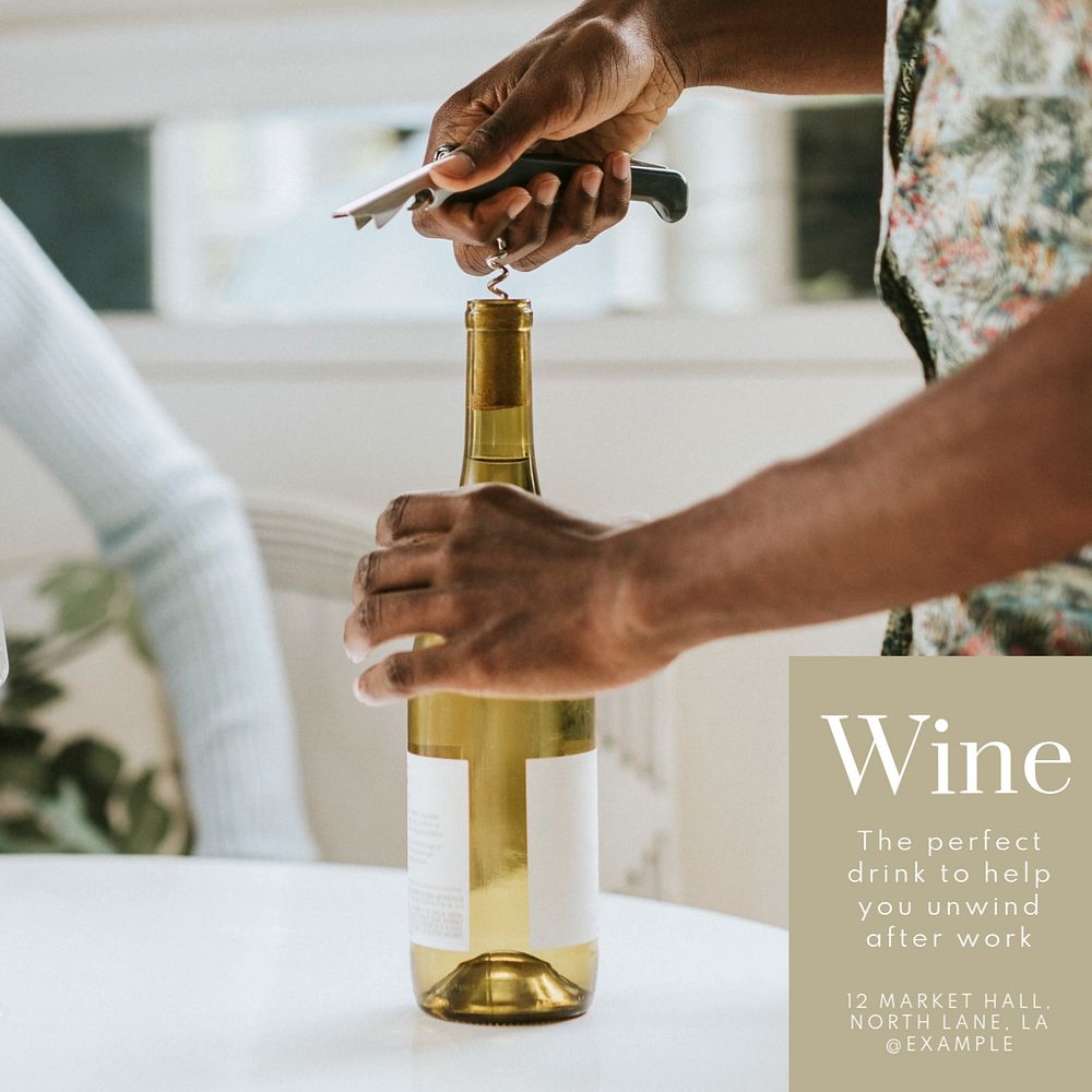 Wine Instagram post template, editable text