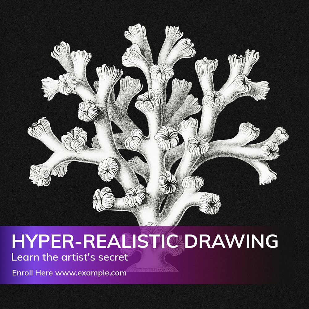 Hyper-realistic drawing Instagram post template, editable text